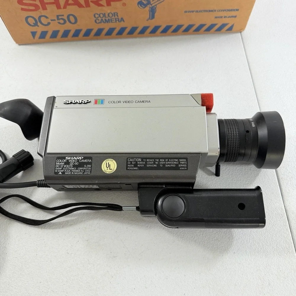 SHARP QC-50 Vintage Color Video Camera‎ Japan Silver Black W/ Box POWERS ON READ